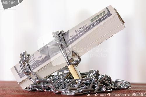 Image of padlock with dollars