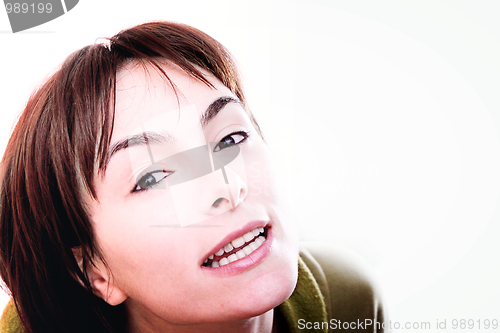 Image of Young woman in bed