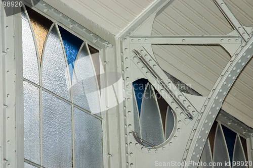 Image of Stained-glass window and beam