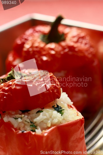 Image of Red peppers with rice stuffing