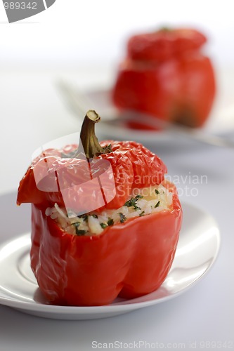 Image of Red peppers with rice stuffing