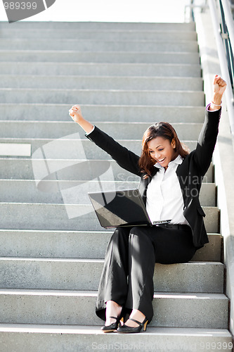 Image of Black businesswoman with laptop