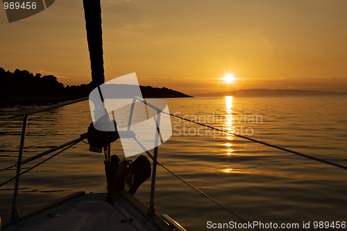 Image of sunset from yacht