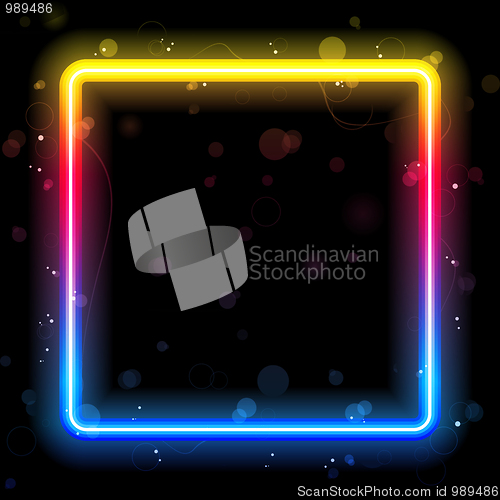 Image of Rainbow Square Border with Sparkles and Swirls.