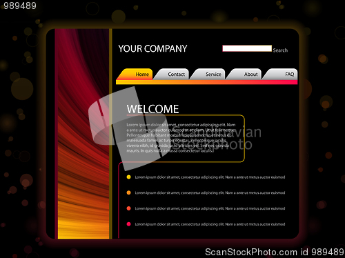 Image of Website Layout Template in Red and Yellow Colors