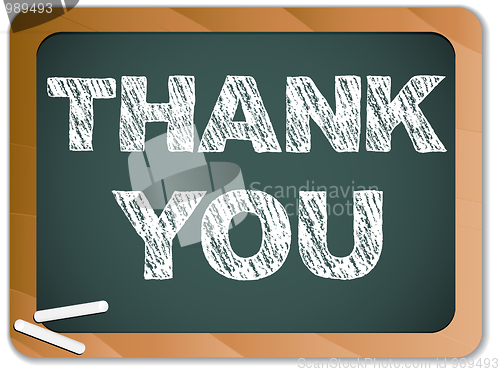 Image of Blackboard with Thank You Message written with Chalk
