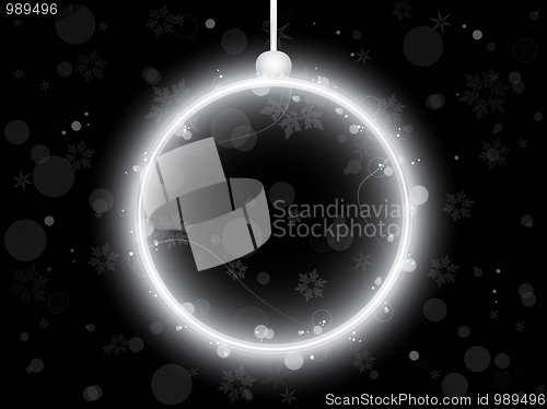 Image of Silver Neon Christmas Ball on Black Background