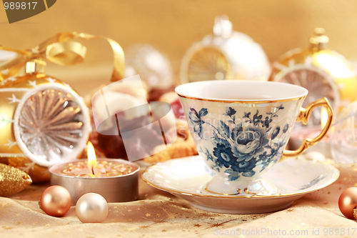 Image of Tea for Christmas with sweet cookies