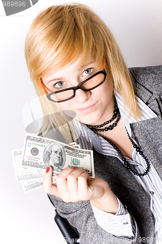 Image of businesswoman with money