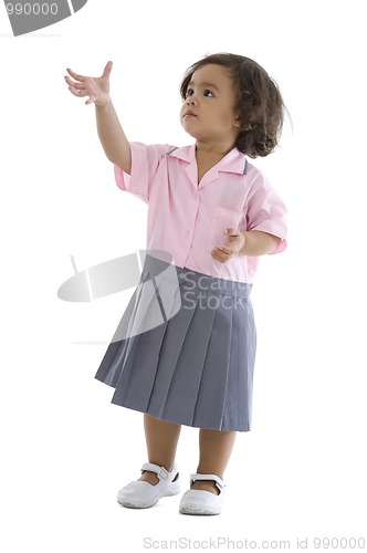 Image of cute girl taking something