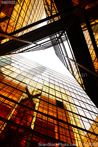 Image of modern glass skyscraper perspective view 