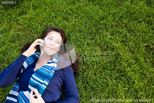 Image of Mixed race student on the phone