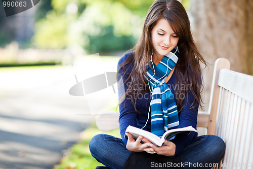 Image of Mixed race ollege student studying