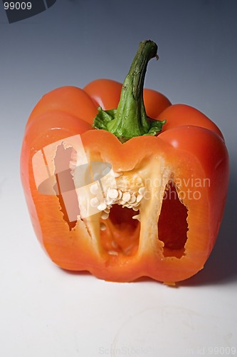 Image of Isolated Half Cut Orange Pepper