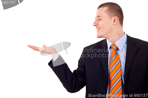 Image of man showing something on his hand