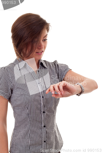 Image of business woman checking time