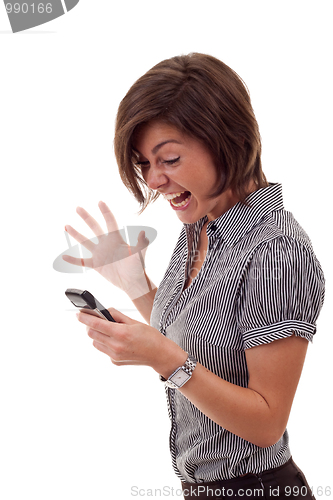 Image of  woman shouting to a mobile