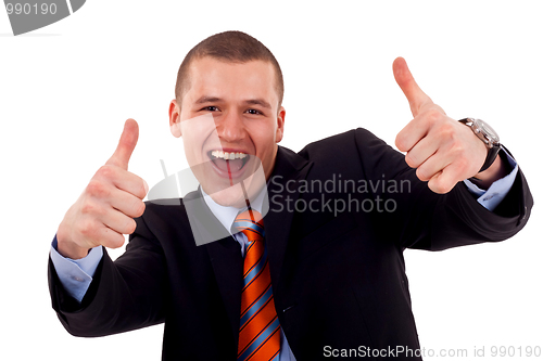 Image of  man showing his thumbs up