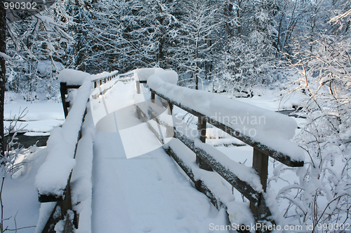 Image of Snovy wooden bridge