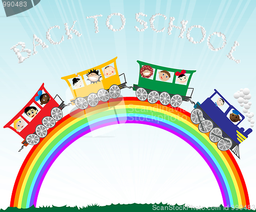 Image of kids and rainbow