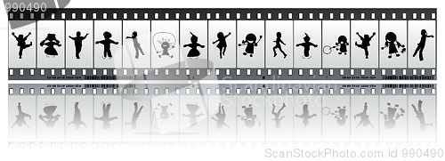 Image of Negative film strip with children 