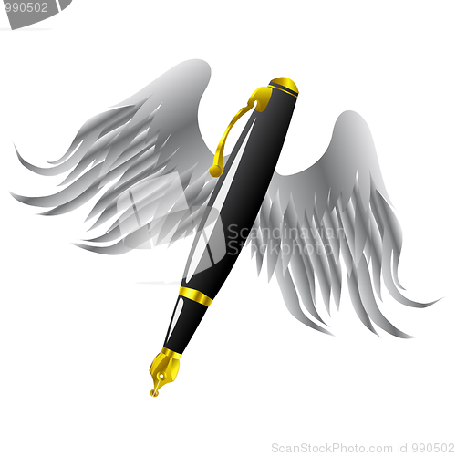 Image of Golden pen and wings