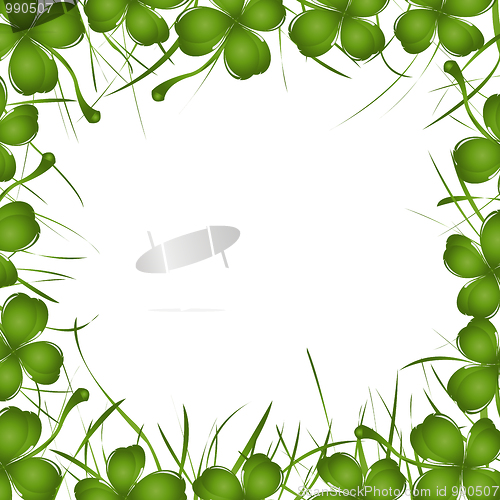 Image of  four leaves clover and grass frame