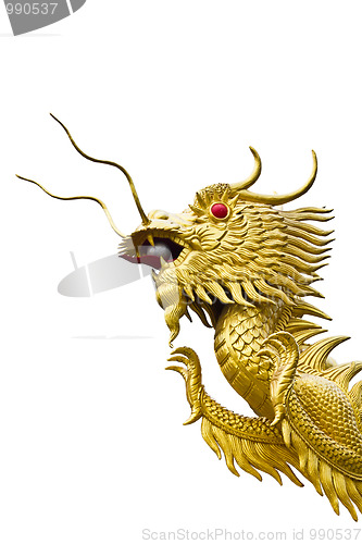 Image of Golden dragon head  statue on white backgroud