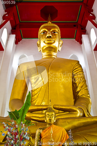 Image of big buddha image in thai temple 
