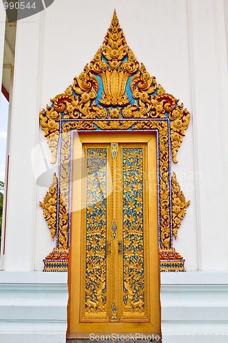 Image of Traditional Thai style door temple can be used for tourism promo