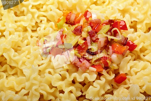Image of Pasta with bacon and vegetables
