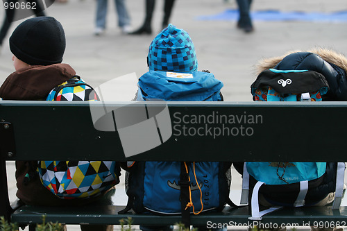 Image of Children on bench