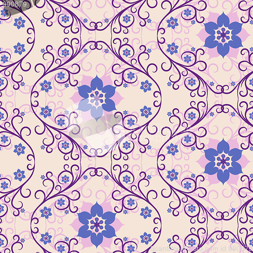 Image of Seamless pink-blue floral pattern