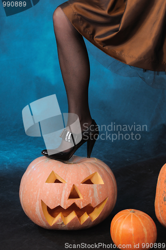 Image of leg on pumpkin