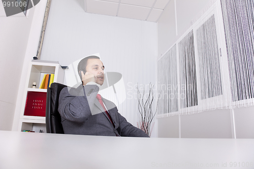 Image of Mature businessman talking on the phone