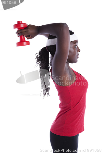 Image of Wealthy african woman exercising