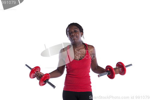 Image of Wealthy african woman exercising