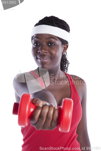 Image of Wealthy african woman exercising