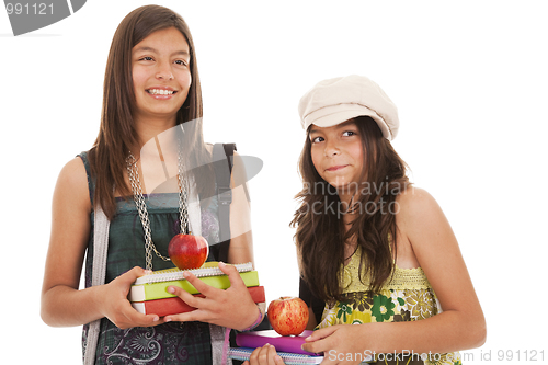Image of two young student sisters