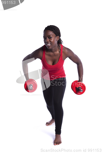 Image of Wealthy african woman exercising