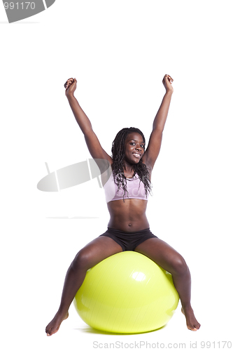 Image of Sport woman with a pilate ball