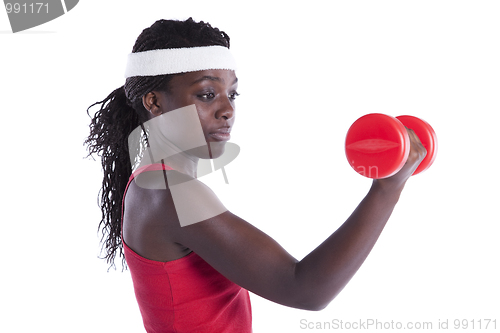 Image of Wealthy african woman exercising