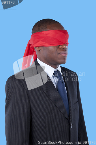 Image of blindfold african businessman