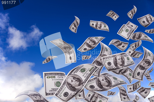 Image of money falling from the sky