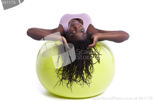 Image of Sport woman with a pilate ball