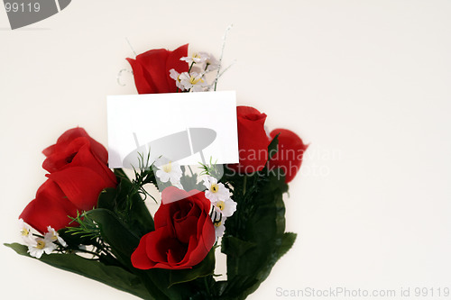 Image of artificial roses over white