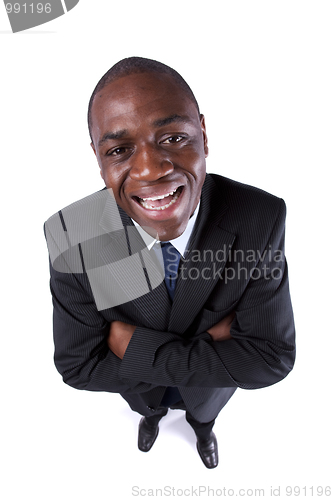 Image of African businessman smiling to you