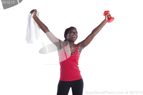 Image of Wealthy african woman exercising