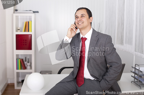 Image of Mature businessman talking on the phone