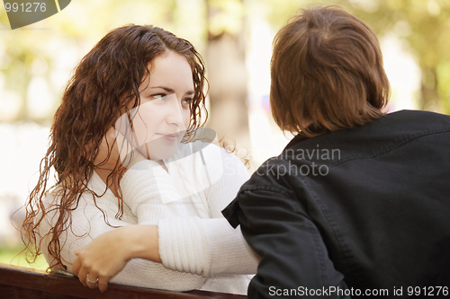 Image of Woman listening man